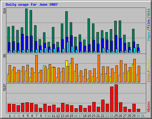 Daily usage for June 2007