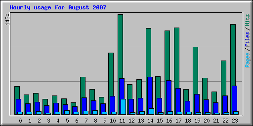 Hourly usage for August 2007