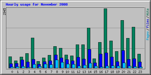 Hourly usage for November 2008