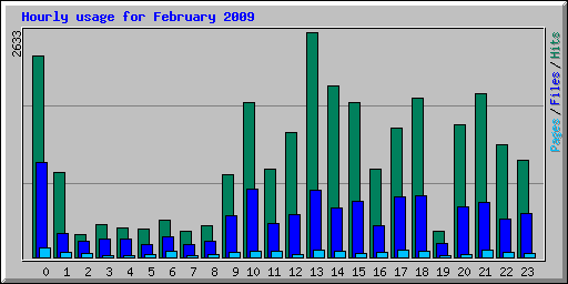 Hourly usage for February 2009