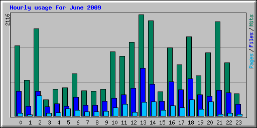 Hourly usage for June 2009