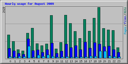 Hourly usage for August 2009