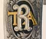 The owner's initials - inlaid with 24 carat gold and pure platinum. The letters are in raised relief above the level of the steel.